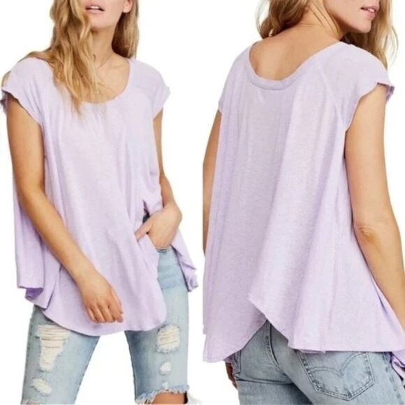 Free People Keep It Casual Linen Pastel Purple Tunic - Picture 1 of 8